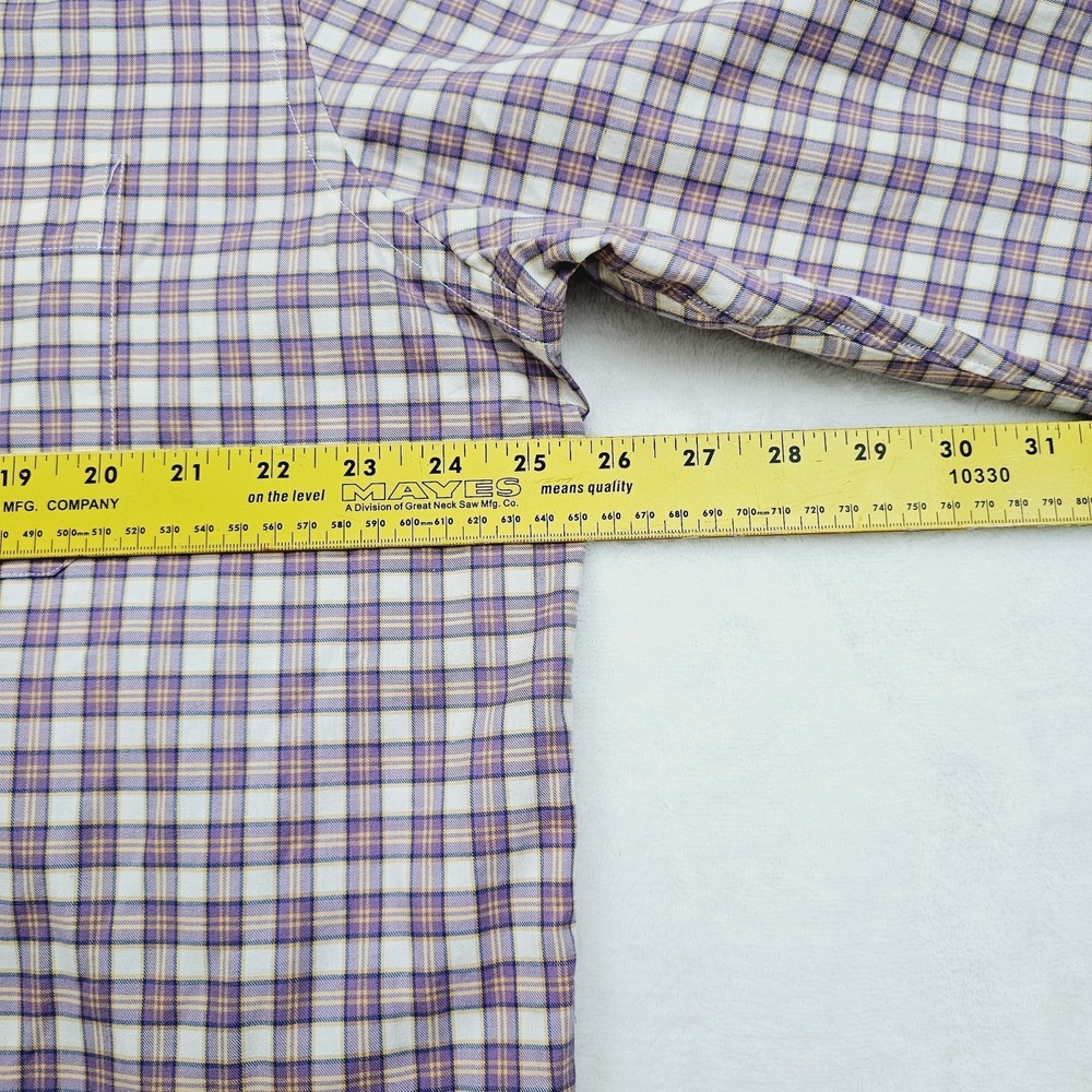Scott Barber Mens XL Plaid Cotton Button Down Long Sleeve Shirt Purple Preppy - Picture 6 of 7
